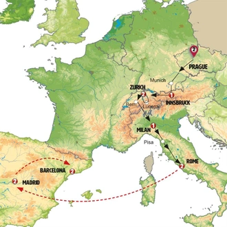 tourhub | Europamundo | Majestic Europe and Magical Spain | Tour Map