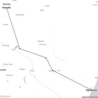 tourhub | ARP Travel Group | Kilimanjaro to Mombasa, Private Tour  | Tour Map