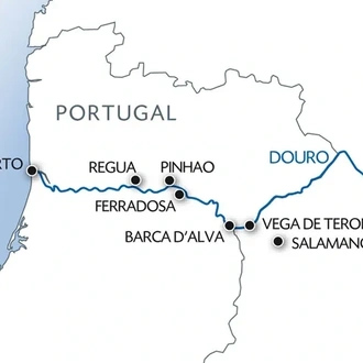 tourhub | CroisiEurope Cruises | From Portugal to Spain: Porto, the Douro Valley (Portugal) and Salamanca (Spain) (port-to-port cruise) | Tour Map
