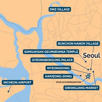 tourhub | One Life Adventures | South Korea Snapshot 6 Day Tour | Tour Map