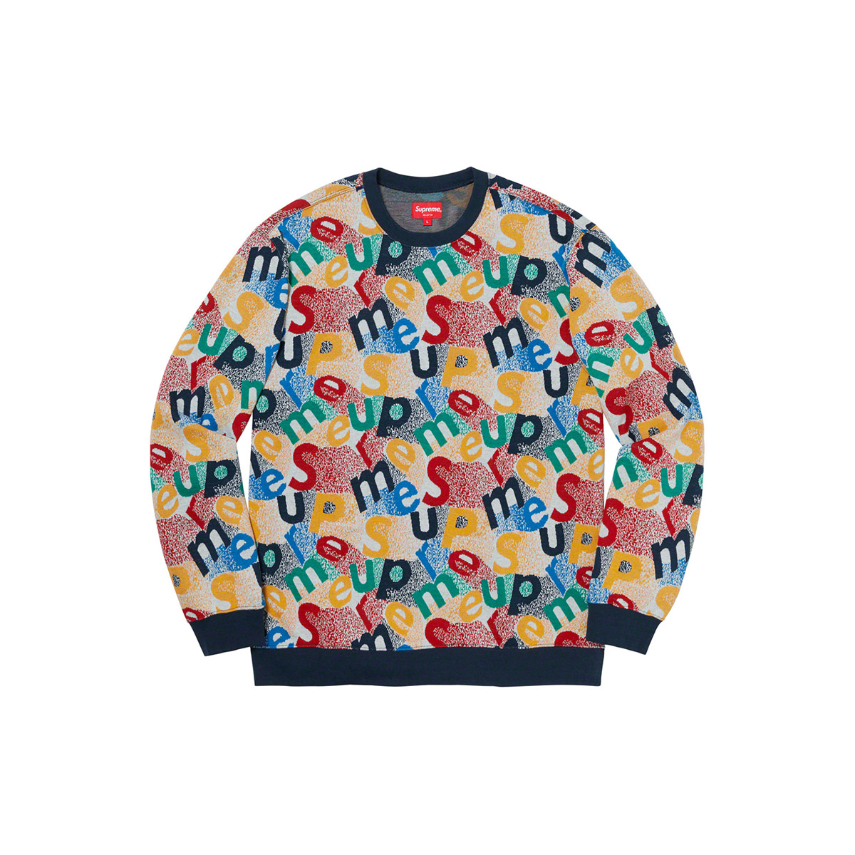 Supreme Scatter Text Crewneck Sweatshirt Navy (FW19) | TBD - KLEKT