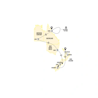 tourhub | Costsaver | Bucket List New Zealand & Australia | Tour Map