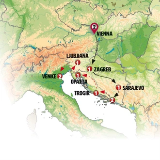 tourhub | Europamundo | East of Europe and Venice | Tour Map