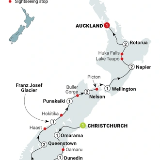 tourhub | AAT Kings | Essence of New Zealand | Tour Map