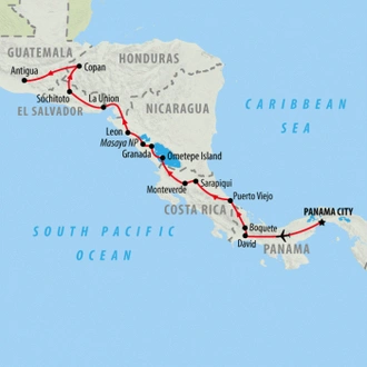 tourhub | On The Go Tours | Wonders of Central America - 22 days | Tour Map