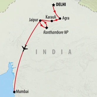 tourhub | On The Go Tours | Taj, Tigers and Mumbai - 12 days | Tour Map