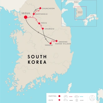 tourhub | SpiceRoads Cycling | Authentic Korea by Bicycle | Tour Map