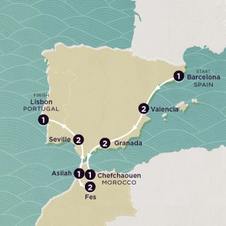 tourhub | Topdeck | Delve Deep: Spain, Portugal & Morocco 2024 | Tour Map