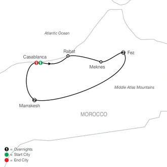 tourhub | Globus | Moroccan Escape | Tour Map