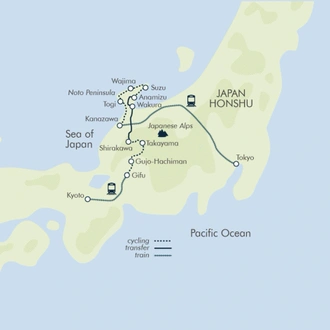 tourhub | Exodus Adventure Travels | Cycling in Japan | Tour Map