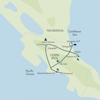 tourhub | Exodus | Costa Rica Adventure Family Holiday | Tour Map