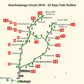 tourhub | Mount Adventure Holidays | Kanchenjunga Circuit Trek | Tour Map
