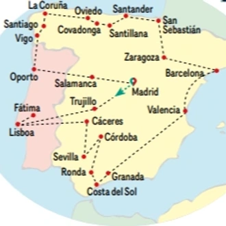 tourhub | VPT TOURS | 19 Days Spain & Portugal (Wednesdays) | Tour Map