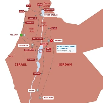 tourhub | Trafalgar | Best of Israel and Jordan | Tour Map