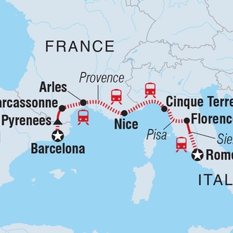 tourhub | Intrepid Travel | Barcelona to Rome | Tour Map