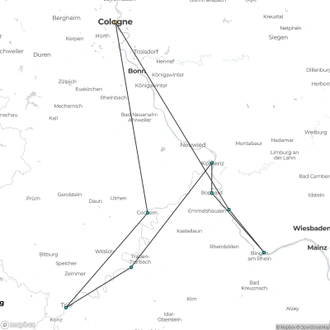 tourhub | Riviera Travel | Rhine and Moselle River Cruise - MS Geoffrey Chaucer | Tour Map