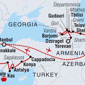 tourhub | Intrepid Travel | Premium Turkey & the Caucasus | Tour Map