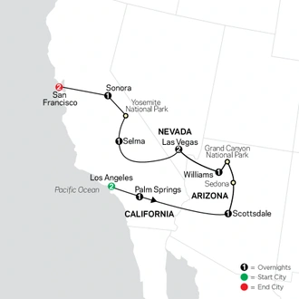 tourhub | Cosmos | Western Wonders | Tour Map