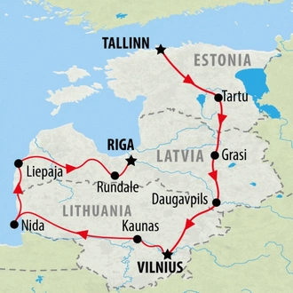 tourhub | On The Go Tours | Baltics Encompassed - 14 days | Tour Map