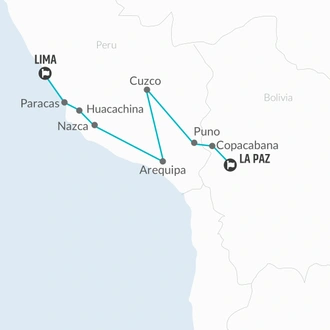 tourhub | Bamba Travel | Lima to La Paz Travel Pass | Tour Map