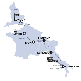 tourhub | Contiki | Rome to London Vistas | Summer | 2025 | Tour Map