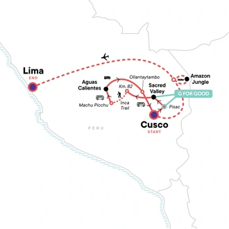 tourhub | G Adventures | Peru: Inca Trail & the Amazon | Tour Map