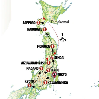tourhub | Europamundo | Discover Japan End Sapporo | Tour Map