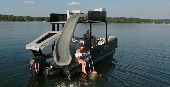 Double Decker Pontoon #1 w/Slide, Trampoline and Paddleboard