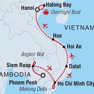 tourhub | Intrepid Travel | Premium Cambodia & Vietnam in Depth | Tour Map