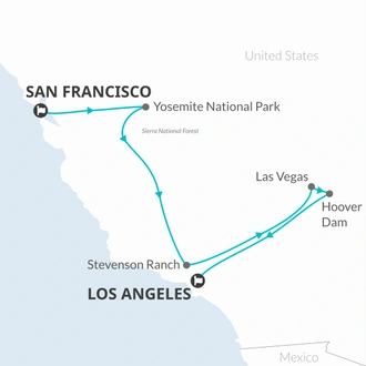 tourhub | Bamba Travel | Wild West 4D/3N (from San Francisco) | Tour Map