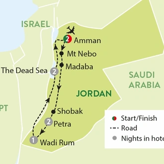 tourhub | Travelsphere | Jordan's Ancient Wonders | Tour Map