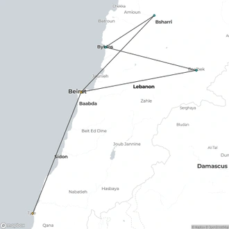 tourhub | Oasis Overland | Lebanon Encounters | Tour Map