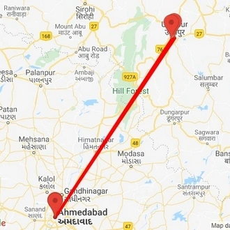 tourhub | Agora Voyages | Ahmedabad to Udaipur | Tour Map