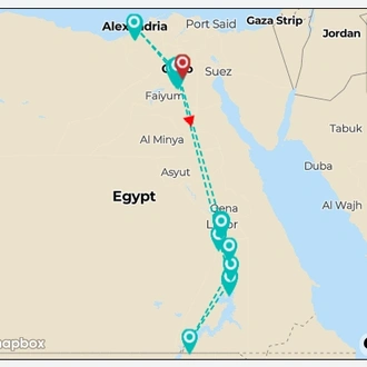 tourhub | Egypt Tours Club | 9 Day Egypt Discovery Cairo and Nile Cruise from Aswan to Luxor and Alexandria | Tour Map