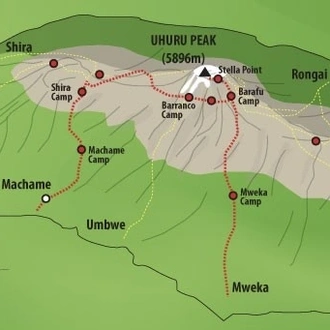 tourhub | Widerange African Safaris | Best Kilimanjaro hiking Group Package | 5-6 days Marangu Route itinerary 2024/2025 | Tour Map