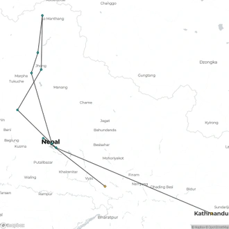 tourhub | Trek Mania Nepal | Upper Mustang Bike Tour | Tour Map