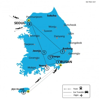 tourhub | Tweet World Travel | Discovery Tour: Memorable Trip To South Korea | Tour Map