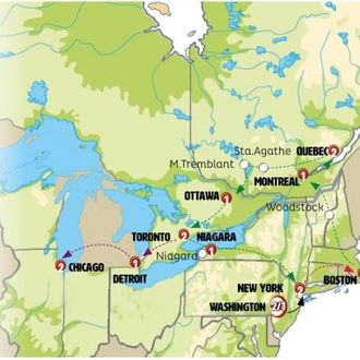 tourhub | Europamundo | Touring the East Coast end Toronto | Tour Map