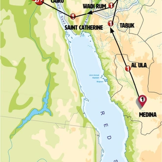 tourhub | Europamundo | Contrasts of Arabia, Jordan, Cairo and Alexandria | Tour Map