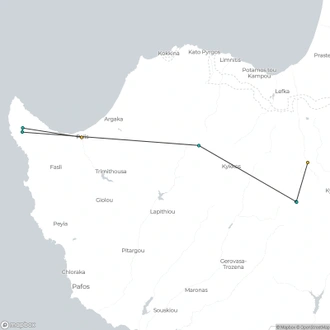 tourhub | The Natural Adventure | Walking in Cyprus: Troodos Mountains and Akamas | Tour Map