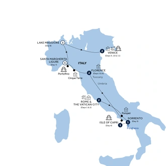 tourhub | Insight Vacations | Treasures of Italy - Small Group | Tour Map