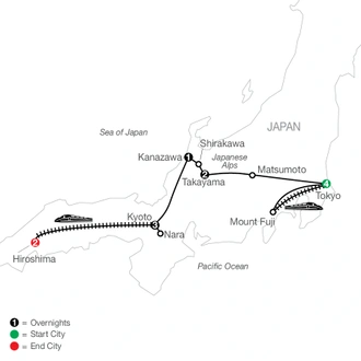 tourhub | Globus | Visions of Japan with Hiroshima | Tour Map