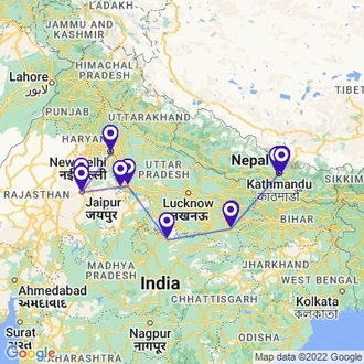 tourhub | Holidays At | Amazing India with Nepal Tour | Tour Map