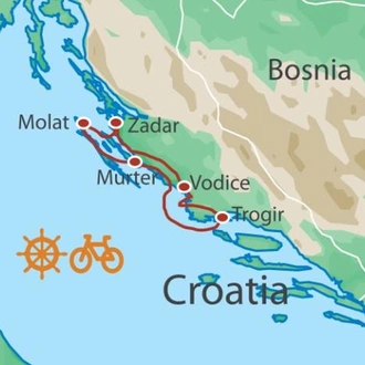 tourhub | UTracks | North Dalmatia Bike & Boat - Deluxe | Tour Map