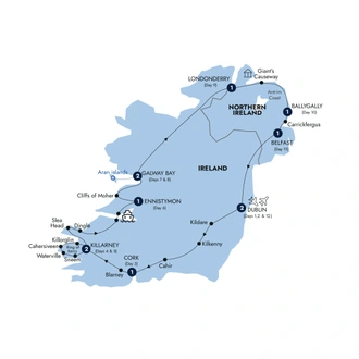 tourhub | Insight Vacations | Country Roads of Ireland - End Dublin, Classic Group | Tour Map