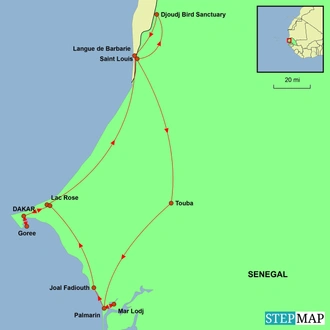 tourhub | Undiscovered Destinations | Senegal - Coast and Delta Explorer | Tour Map