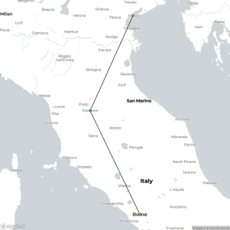 tourhub | Omega Tours | The Italian Trio - Venice to Rome | Tour Map