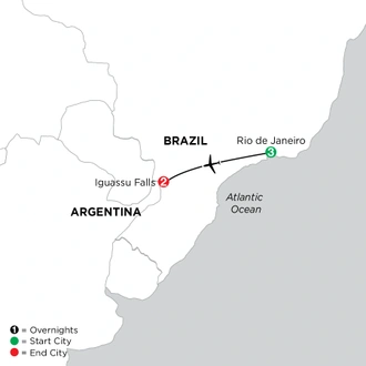 tourhub | Globus | Independent Rio de Janeiro and Iguassu Falls | Tour Map