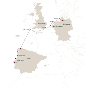 tourhub | HX Hurtigruten Expeditions | European Spring Explorer – From Lisbon to Hamburg | Tour Map